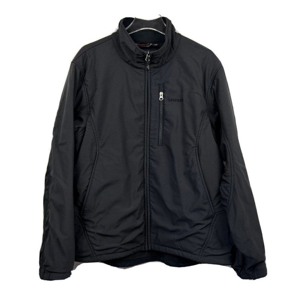 Marmot Jacket L Mens Black Full Zip Pockets Polyester Winter